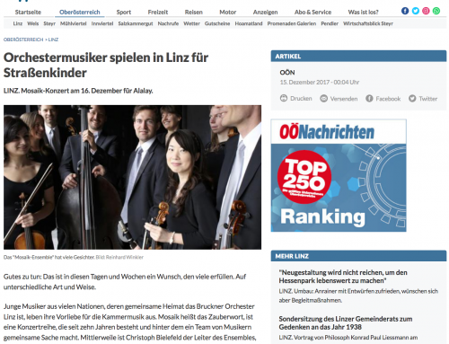 „Orchestermusiker spielen in Linz für Straßenkinder“